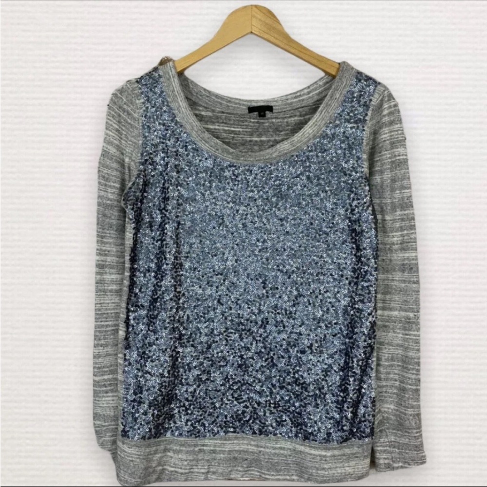 Woman's J. Crew Collection XS Jasper Sequined Slouchy Sweatshirt Grey